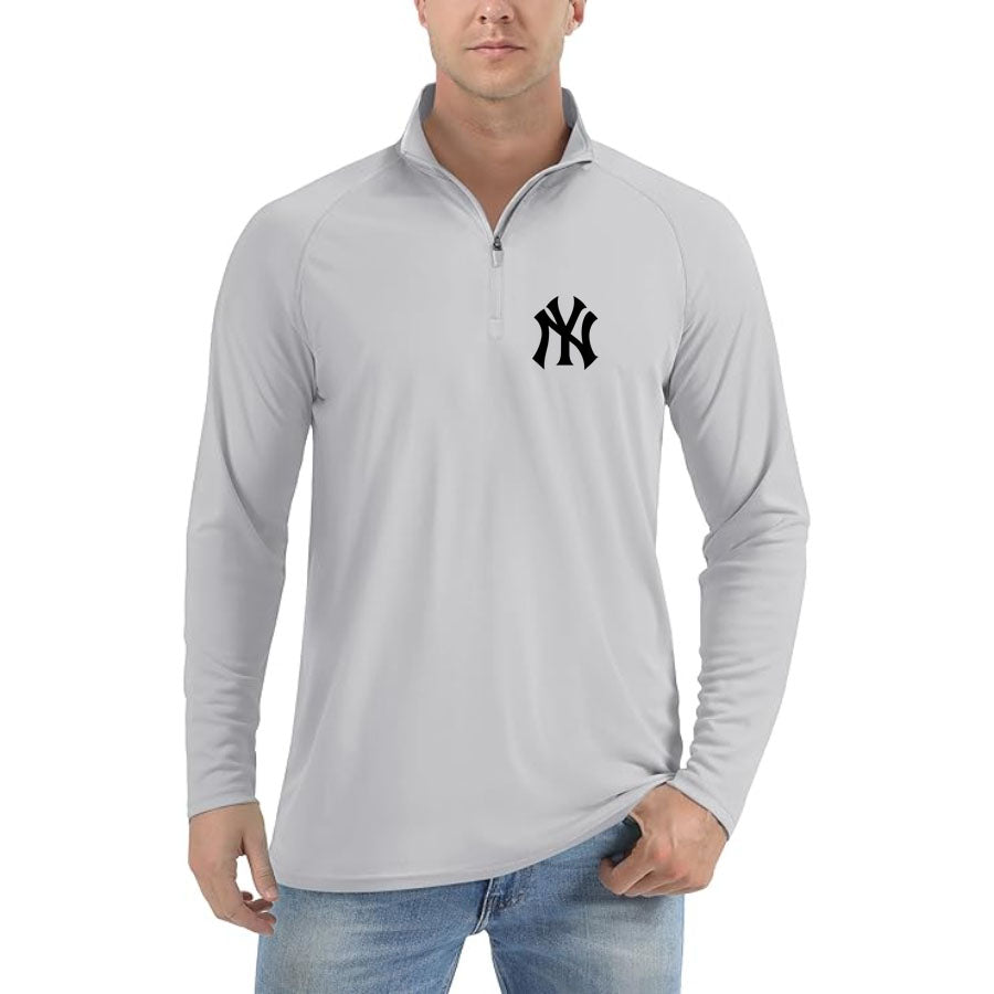 Men's NY Yankees Lightweight Quarter-Zip Athletic Shirt – Long Sleeve Polyester Wear