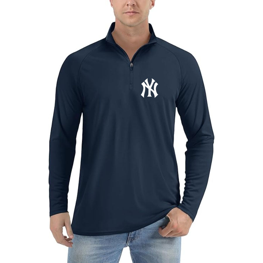 Men's NY Yankees Lightweight Quarter-Zip Athletic Shirt – Long Sleeve Polyester Wear