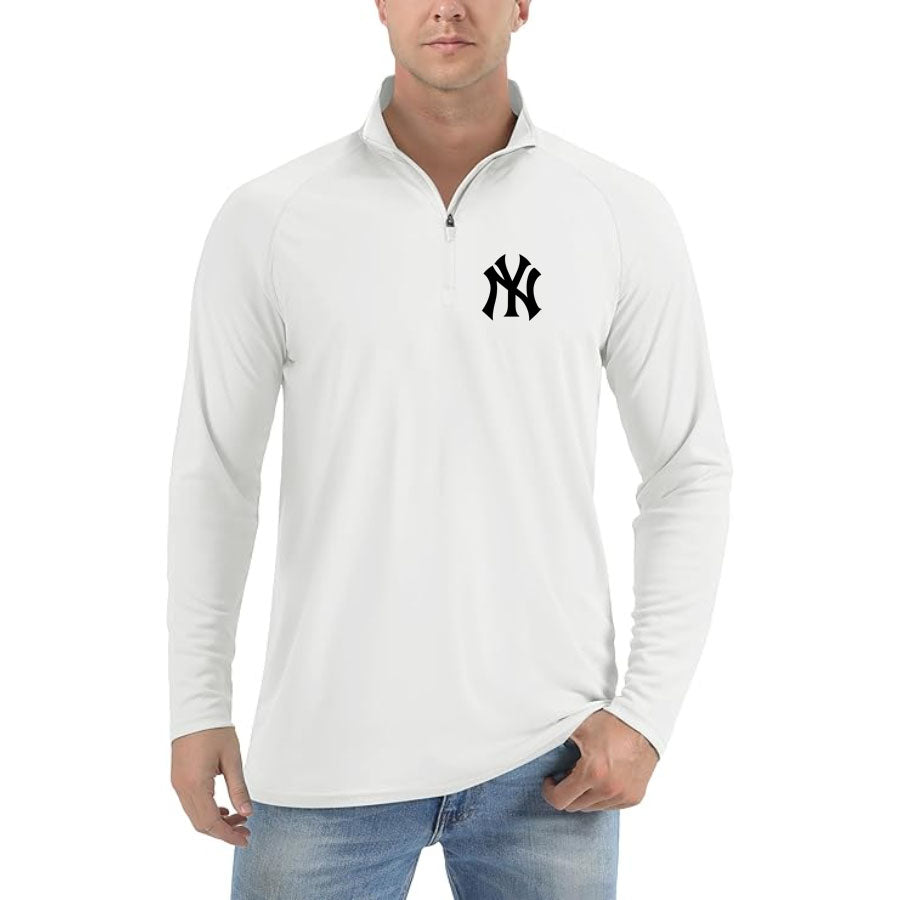 Men's NY Yankees Lightweight Quarter-Zip Athletic Shirt – Long Sleeve Polyester Wear