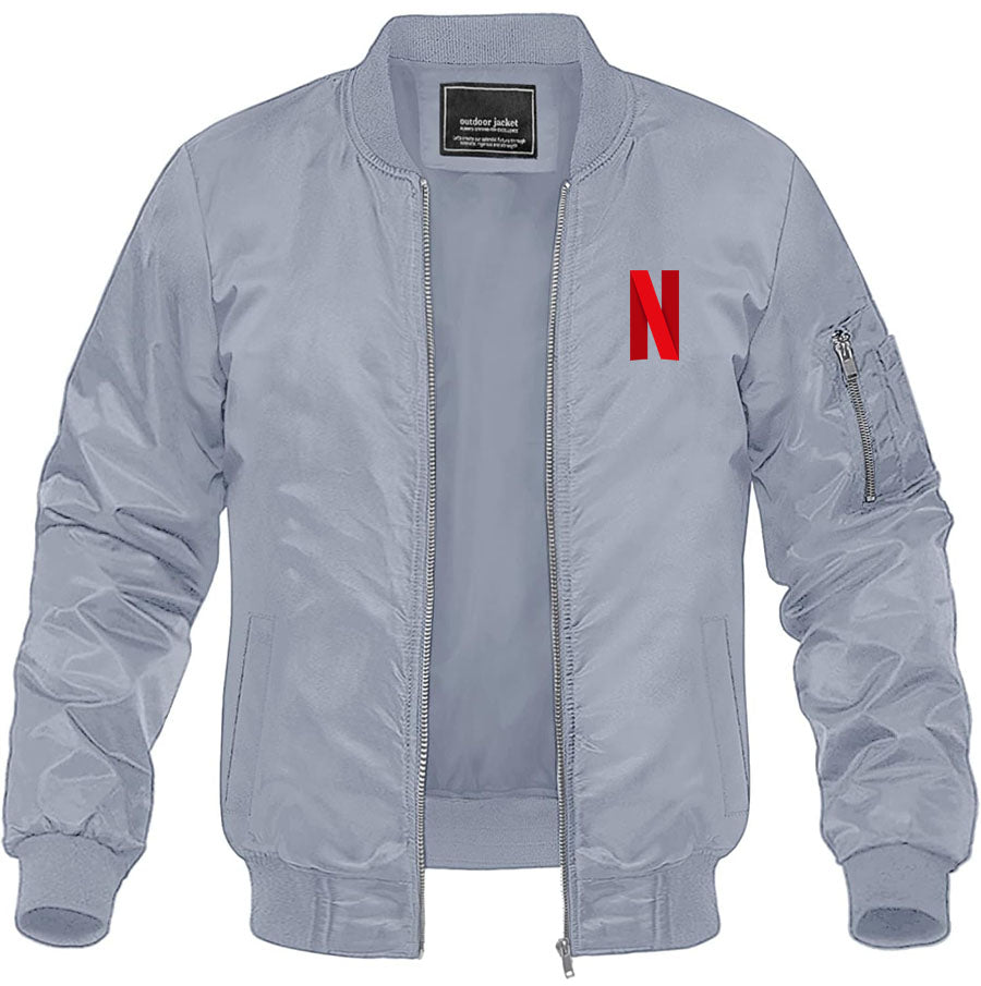 Men's Netflix Lightweight Bomber Jacket Windbreaker Softshell Varsity Jacket Coat