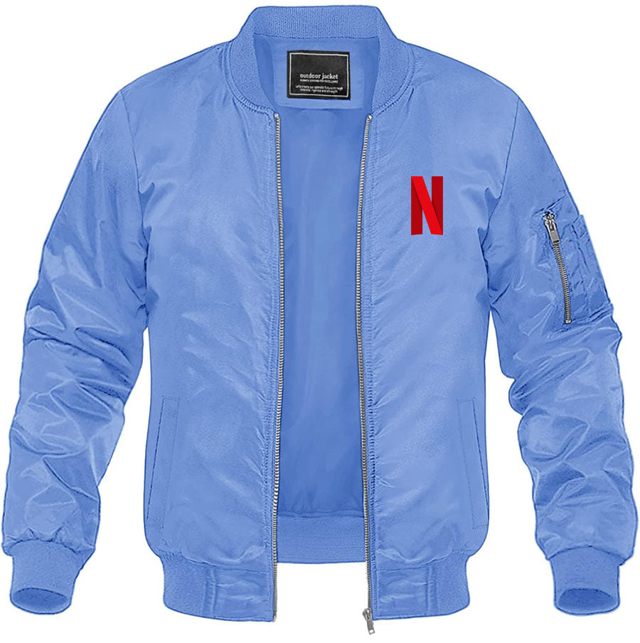 Men's Netflix Lightweight Bomber Jacket Windbreaker Softshell Varsity Jacket Coat