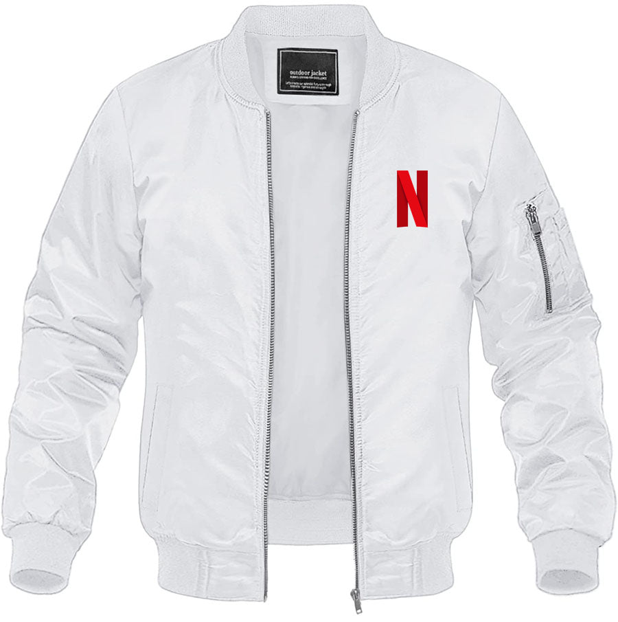 Men's Netflix Lightweight Bomber Jacket Windbreaker Softshell Varsity Jacket Coat