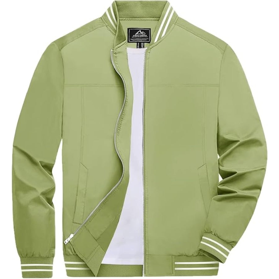 Customize Men's Lightweight Zip-Up Bomber Jacket with Ribbed Collar and Cuffs - Versatile Casual Outerwear