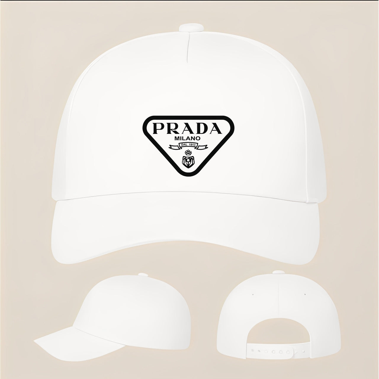 Prada Five Panel Twill Snapback Cap