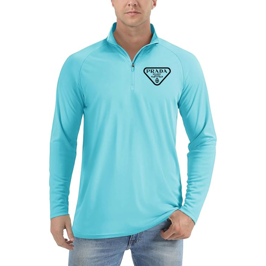 Men's Prada Lightweight Quarter-Zip Athletic Shirt – Long Sleeve Polyester Wear