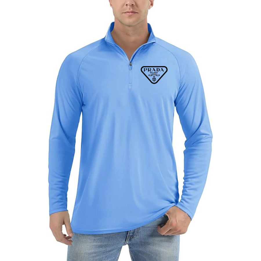 Men's Prada Lightweight Quarter-Zip Athletic Shirt – Long Sleeve Polyester Wear