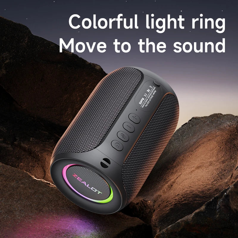 Bluetooth Speaker – Powerful Bass, LED Light, Waterproof Design, Outdoor HiFi Sound with Subwoofer