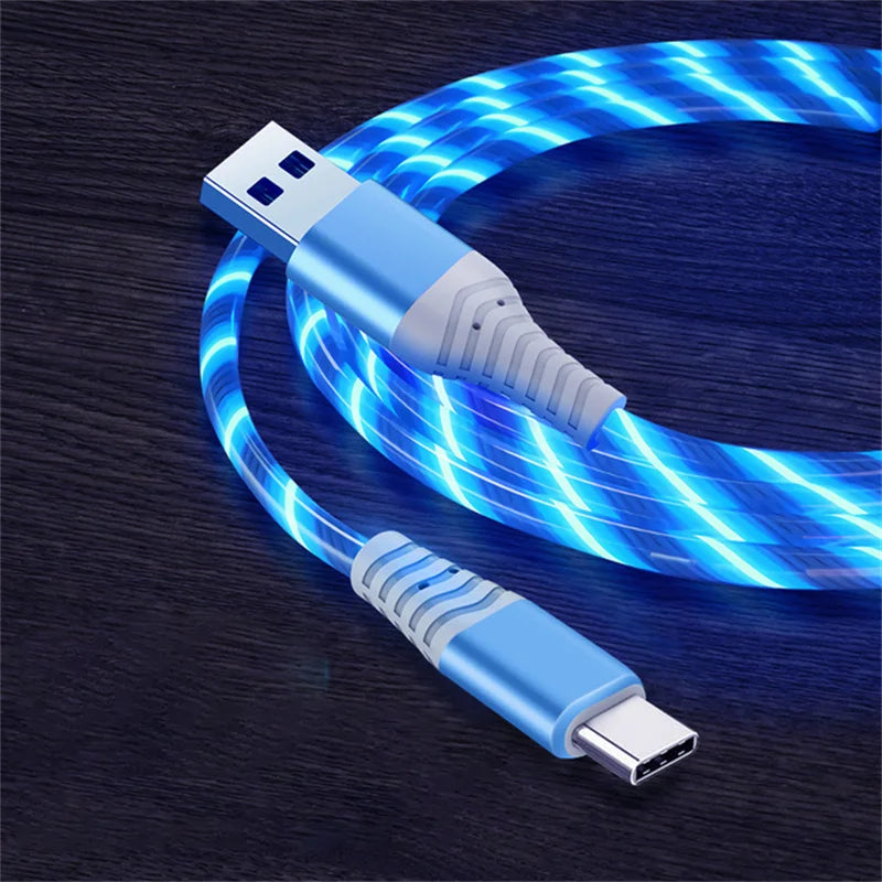 Luminous Flowing LED USB Charging Cable | Type-C, Micro USB & Lightning