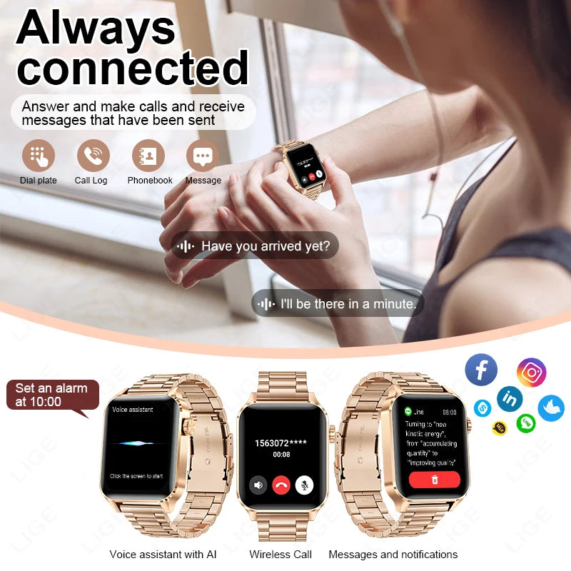 Premium Smartwatch with Bluetooth Calling, Fitness Tracking & Waterproof Design - Women's Stylish Wristwatch for Android & iOS Devices