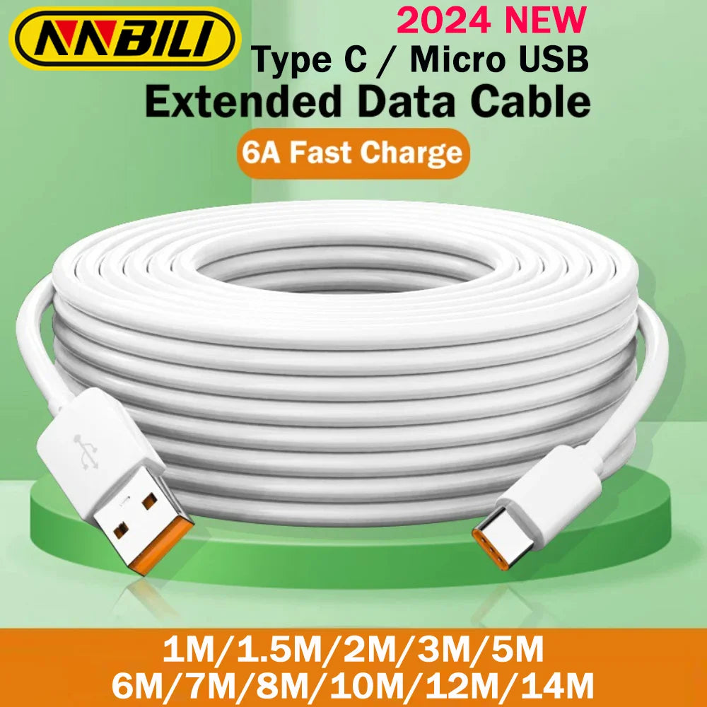 Extra Long USB Charging Cable | Type-C & Micro USB | 1M-14M