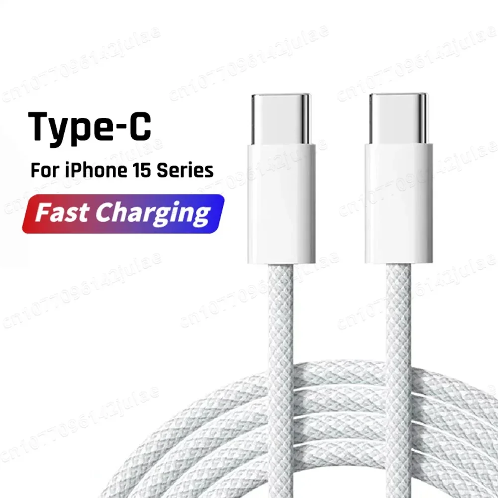 60W USB-C to USB-C Fast Charging Cable – PD 3.0, QC 4.0 Compatible for iPhone 15, MacBook, Samsung, and More