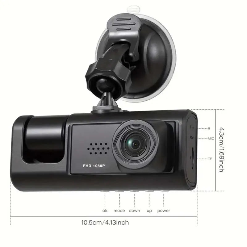 Full HD 1080P Dash Cam with IR Night Vision, Loop Recording, and 2