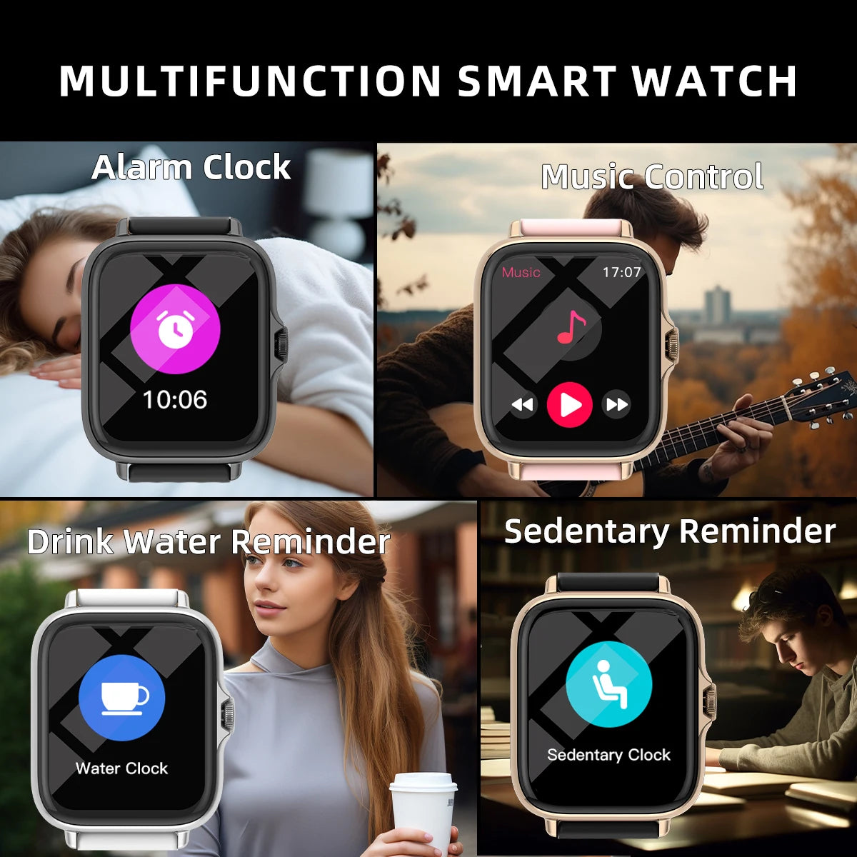 1.83'' Waterproof Smartwatch with Call & Message Alerts, Sleep Tracker, Pedometer, Fitness Monitor - iPhone & Android Compatible