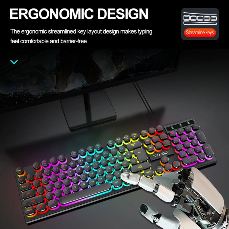 RGB Backlit Wired Keyboard with LED Lighting for Gaming, Office, and Home