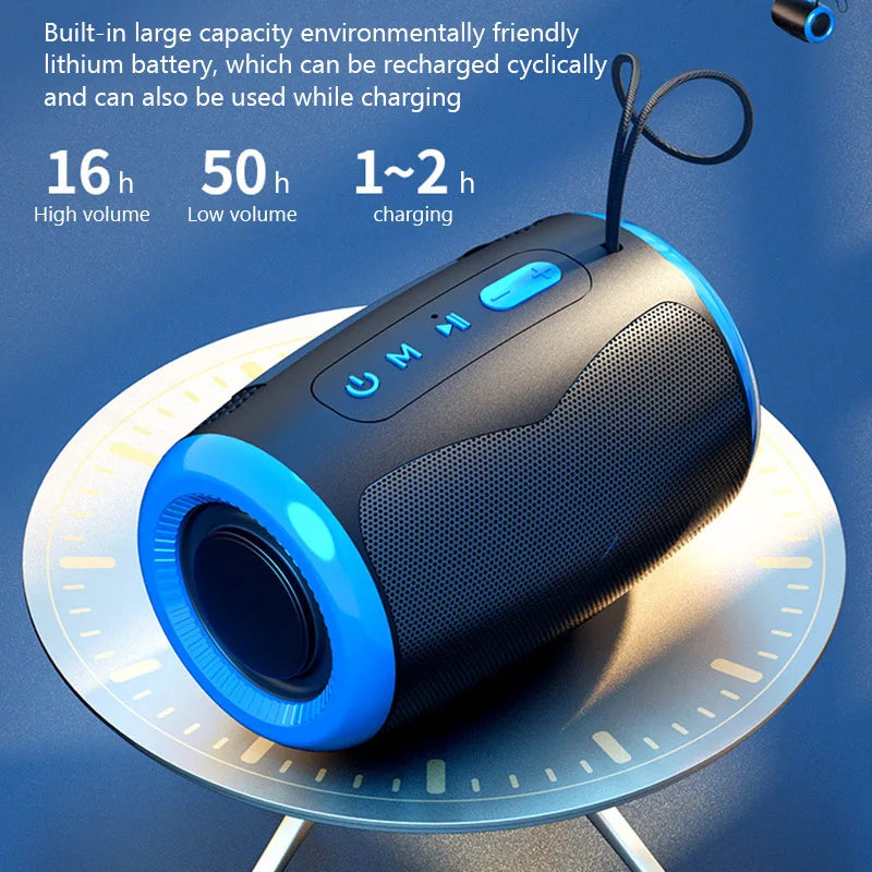 Waterproof Bluetooth Speaker – Portable Wireless HiFi Sound with FM Radio, USB/SD/AUX Modes, and TWS Interconnect