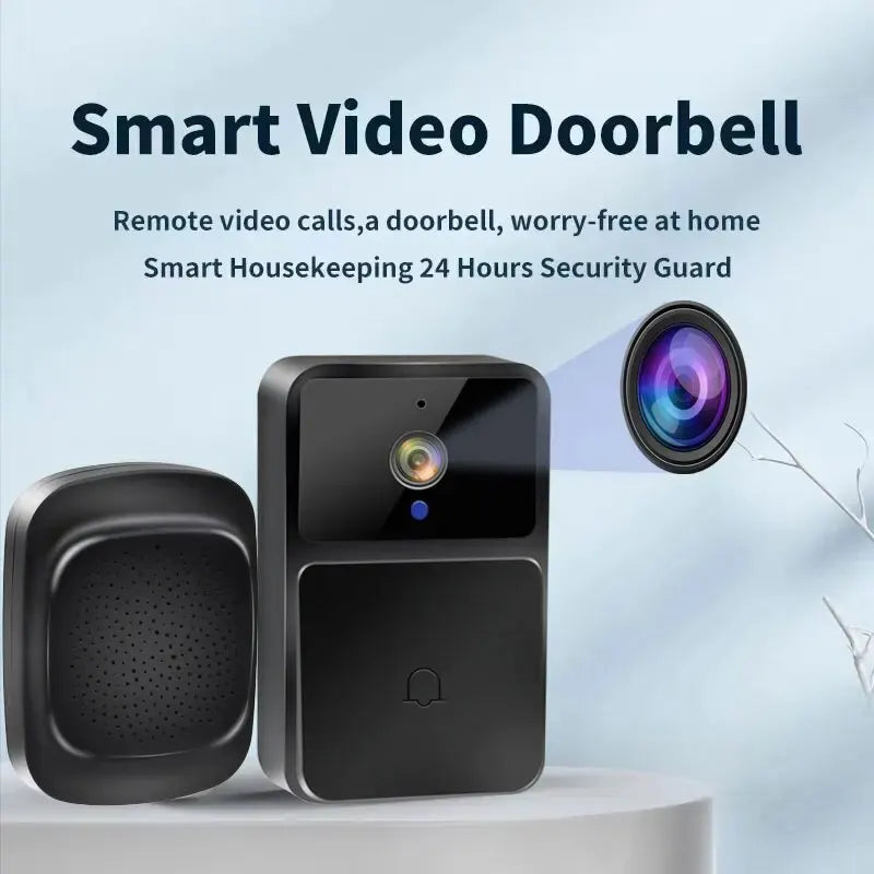 WiFi Smart Video Doorbell with Night Vision, HD Camera, Two-Way Audio, Battery-Powered Home Security Intercom System