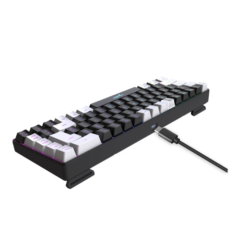 Compact 68-Key RGB Backlit Wired Gaming Keyboard - Ergonomic Design, USB-C Connection, Mini Mechanical Feel