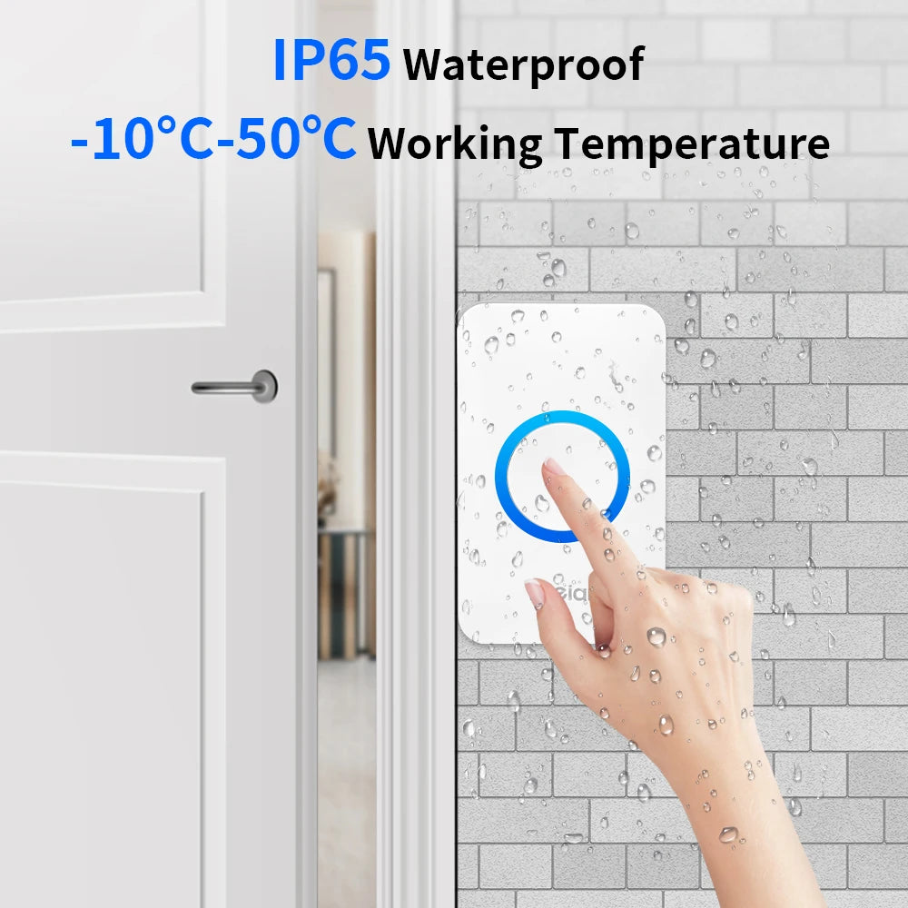 Smart Wireless Doorbell with IP65 Waterproof Protection, 60 Chimes, Smart Security Alarm, and Doorbell Chime for Home Use