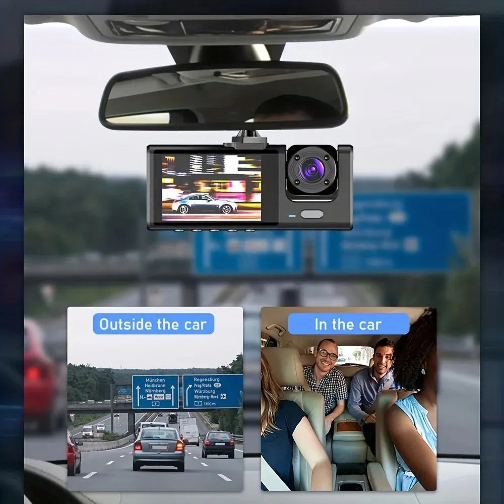 Full HD 1080P Dash Cam with IR Night Vision, Loop Recording, and 2" IPS Display