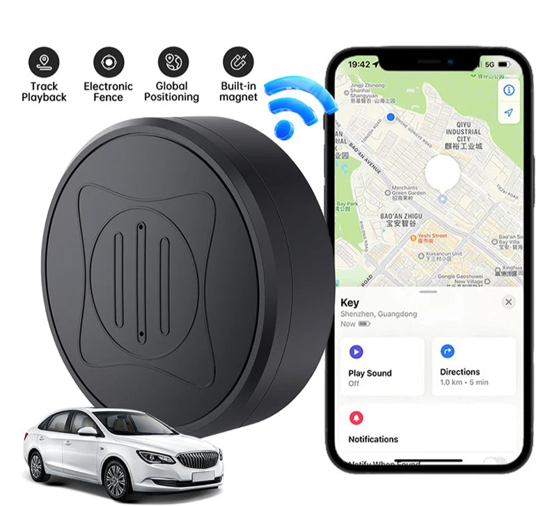 Magnetic GPS Tracker - Anti-Lost Smart Finder for Cars, Pets, and Bags with Real-Time Alerts and Safety Features for Android & iOS