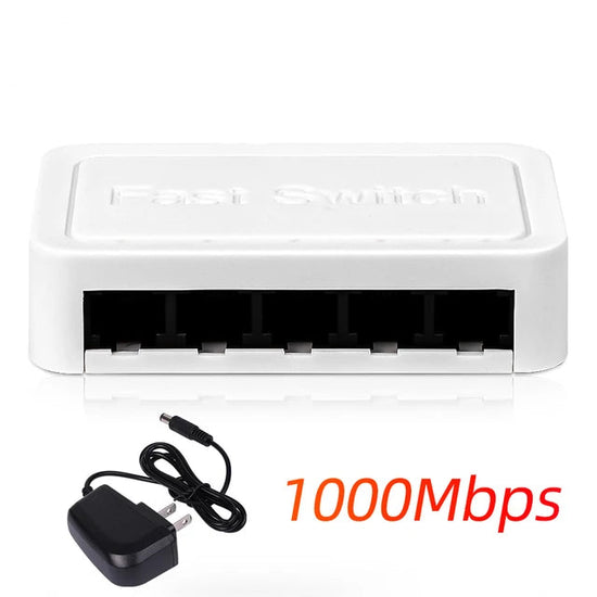 5-Port Gigabit Ethernet Switch | 10/100/1000Mbps Network Hub | Plug & Play Internet Splitter