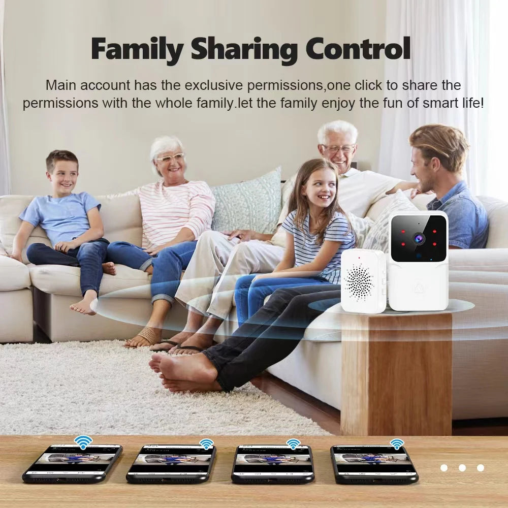 Smart Video Doorbell with Chime, WiFi Wireless Night Vision, Rechargeable Battery, and Indoor Security Protection