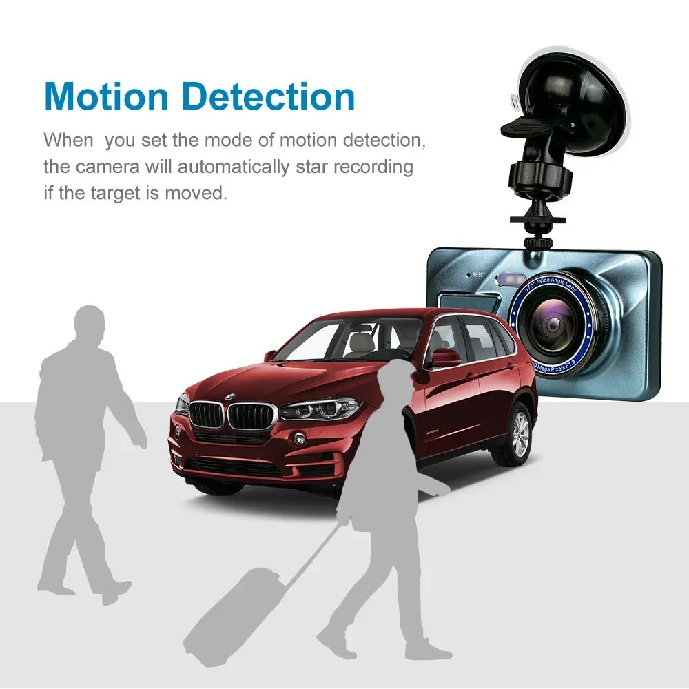 4-inch Dual Lens Dash Cam – Full HD 1080P, Night Vision, Touchscreen, Front & Rear View, Loop Recording DVR