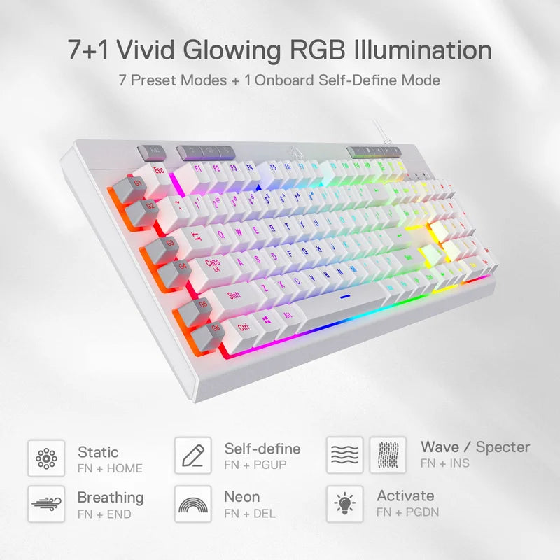 RGB Backlit Gaming Keyboard with Linear Mechanical-Feel Switch & Detachable Wrist Rest