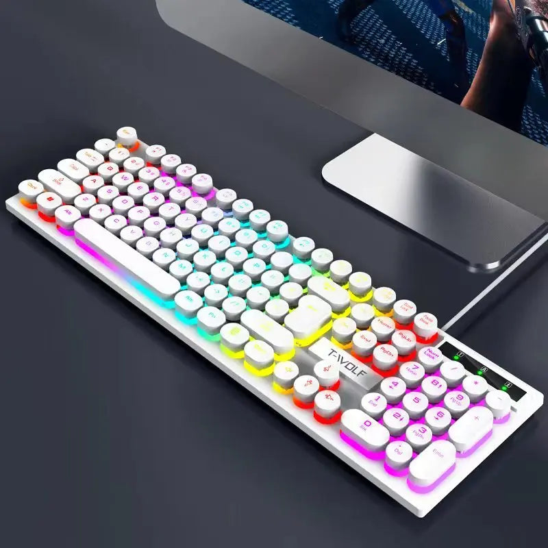 RGB Backlit Wired Keyboard with LED Lighting for Gaming, Office, and Home
