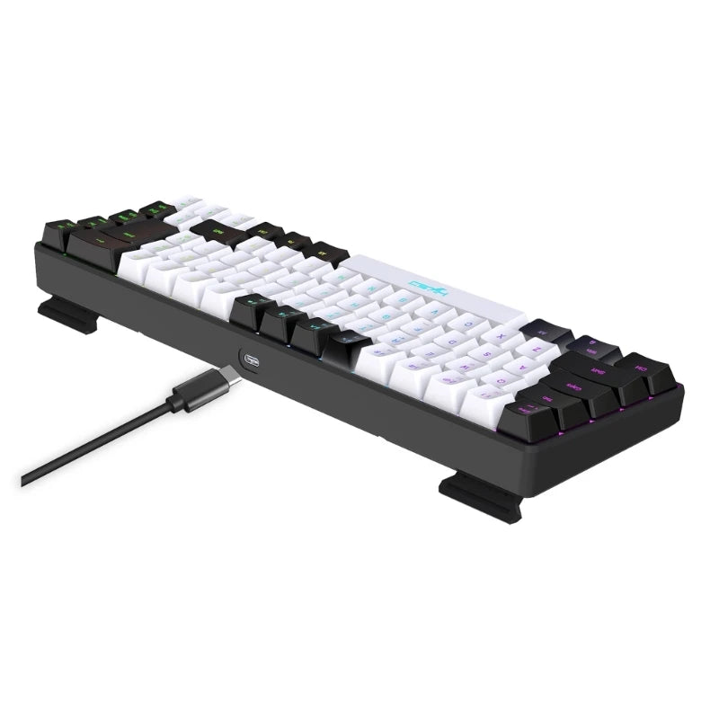 Compact 68-Key RGB Backlit Wired Gaming Keyboard - Ergonomic Design, USB-C Connection, Mini Mechanical Feel