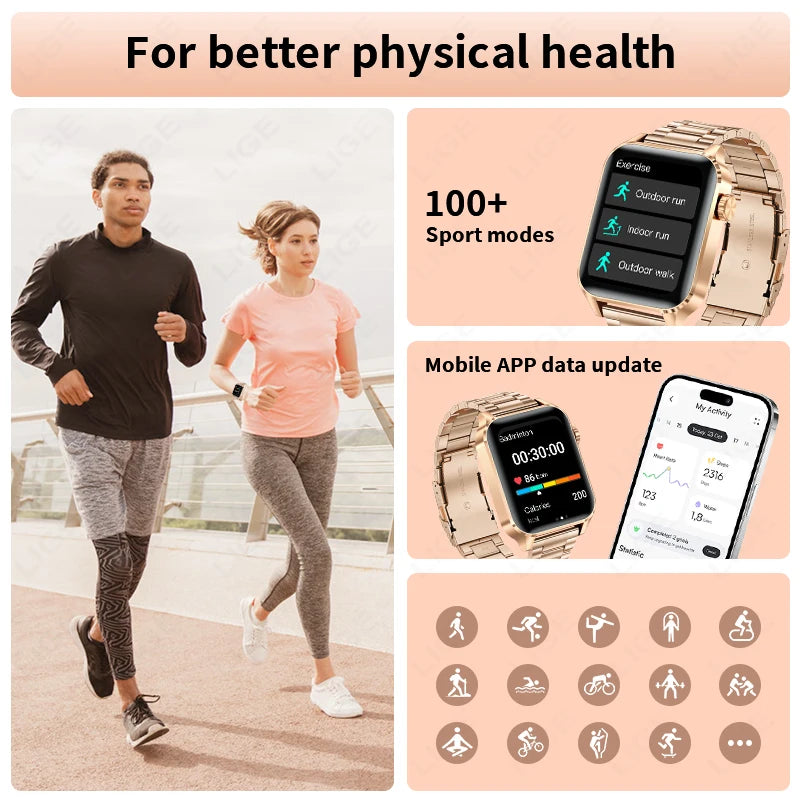 Premium Smartwatch with Bluetooth Calling, Fitness Tracking & Waterproof Design - Women's Stylish Wristwatch for Android & iOS Devices