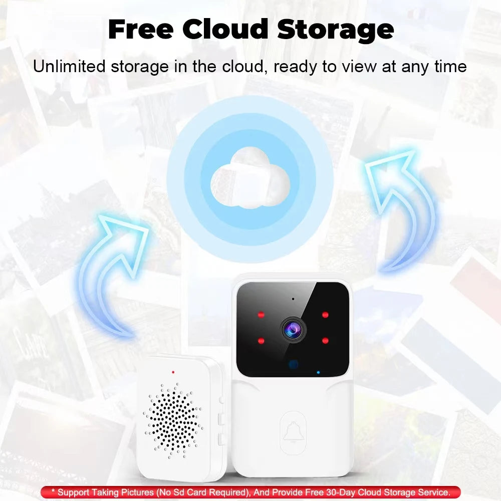 Smart Video Doorbell with Chime, WiFi Wireless Night Vision, Rechargeable Battery, and Indoor Security Protection