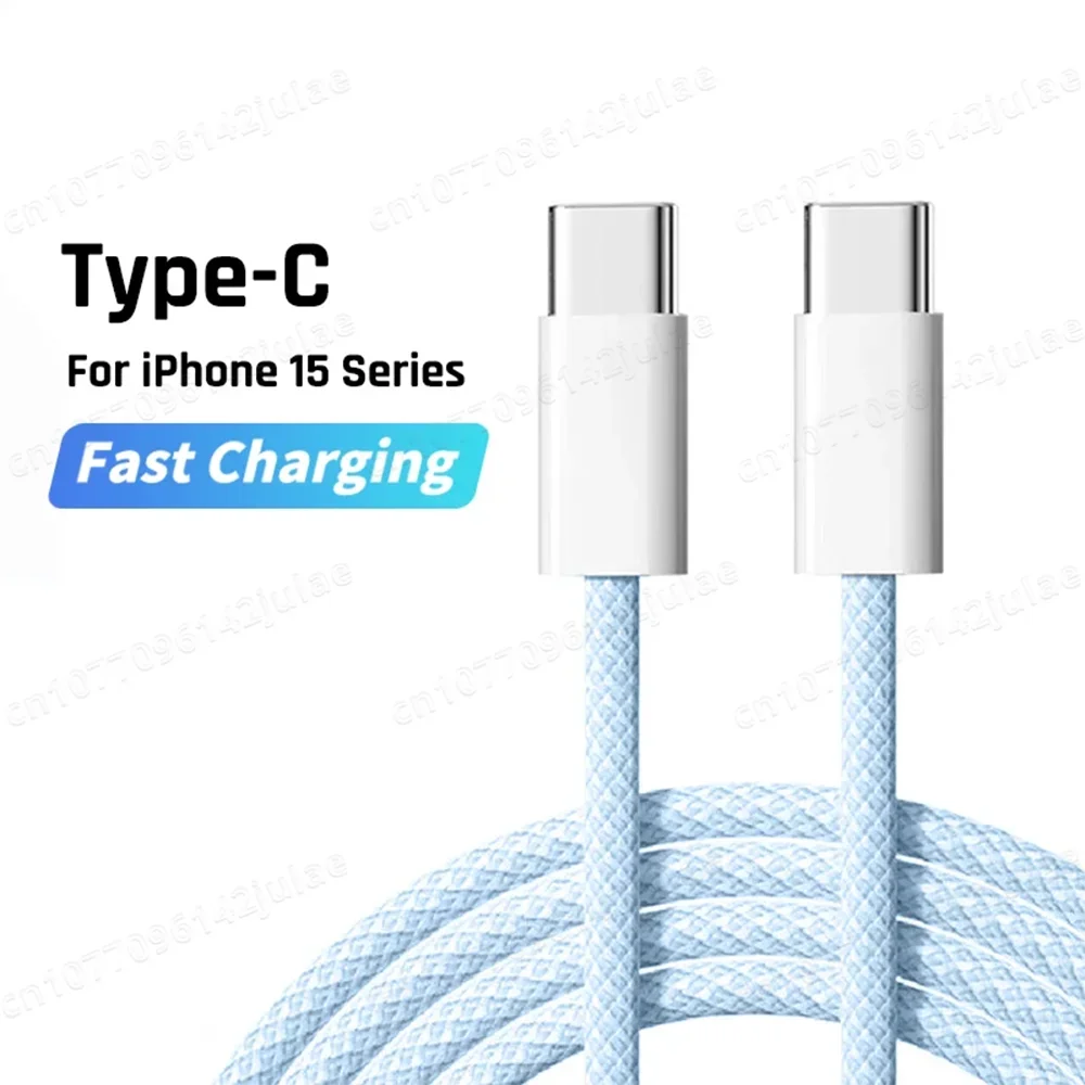 60W USB-C to USB-C Fast Charging Cable – PD 3.0, QC 4.0 Compatible for iPhone 15, MacBook, Samsung, and More