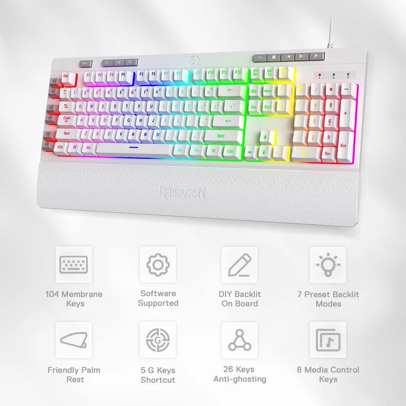 RGB Backlit Gaming Keyboard with Linear Mechanical-Feel Switch & Detachable Wrist Rest