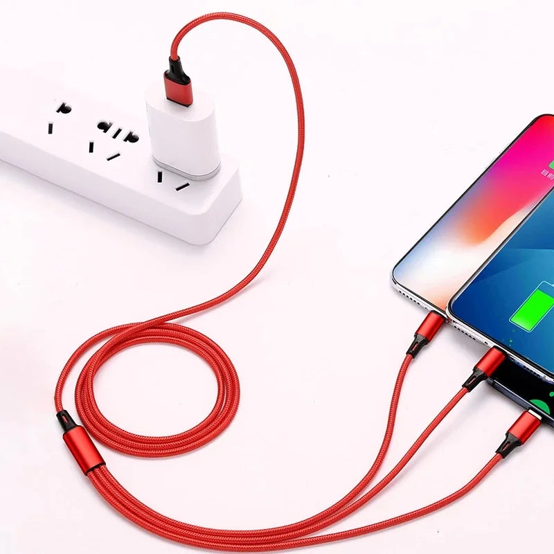 3-in-1 Multi Charging Cable | USB-A to Type-C, Micro USB & Lightning