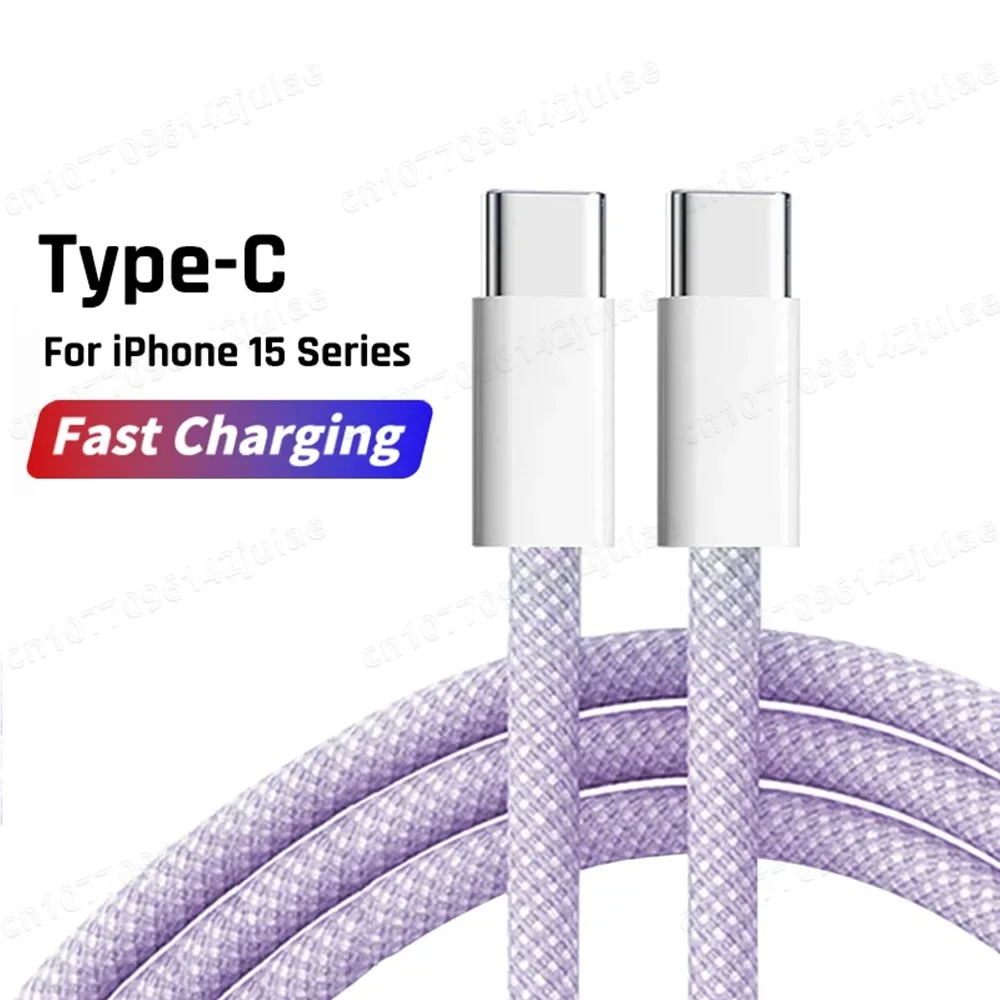60W USB-C to USB-C Fast Charging Cable – PD 3.0, QC 4.0 Compatible for iPhone 15, MacBook, Samsung, and More