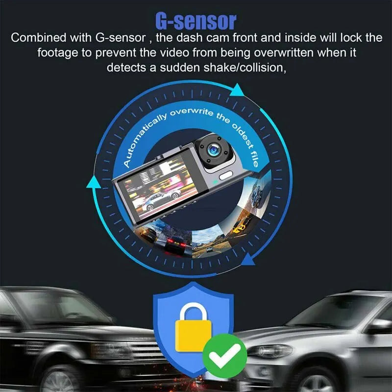 Full HD 1080P Dash Cam with IR Night Vision, Loop Recording, and 2" IPS Display