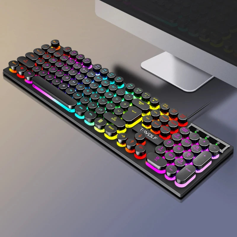 RGB Backlit Wired Keyboard with LED Lighting for Gaming, Office, and Home