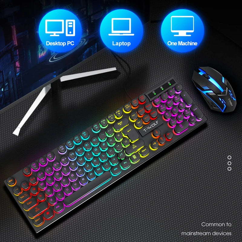 RGB Backlit Wired Keyboard with LED Lighting for Gaming, Office, and Home