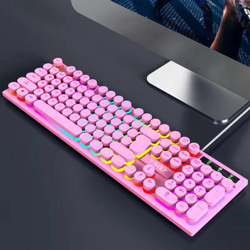 RGB Backlit Wired Keyboard with LED Lighting for Gaming, Office, and Home