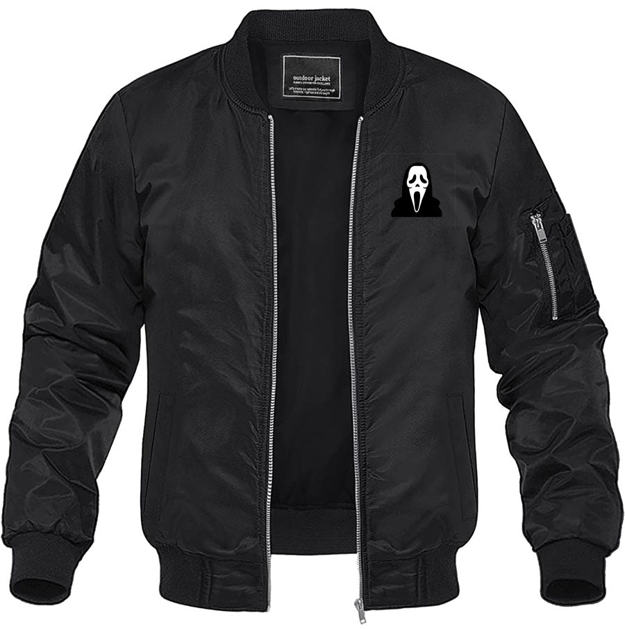 Men's Scream Ghostface Lightweight Bomber Jacket Windbreaker Softshell Varsity Jacket Coat