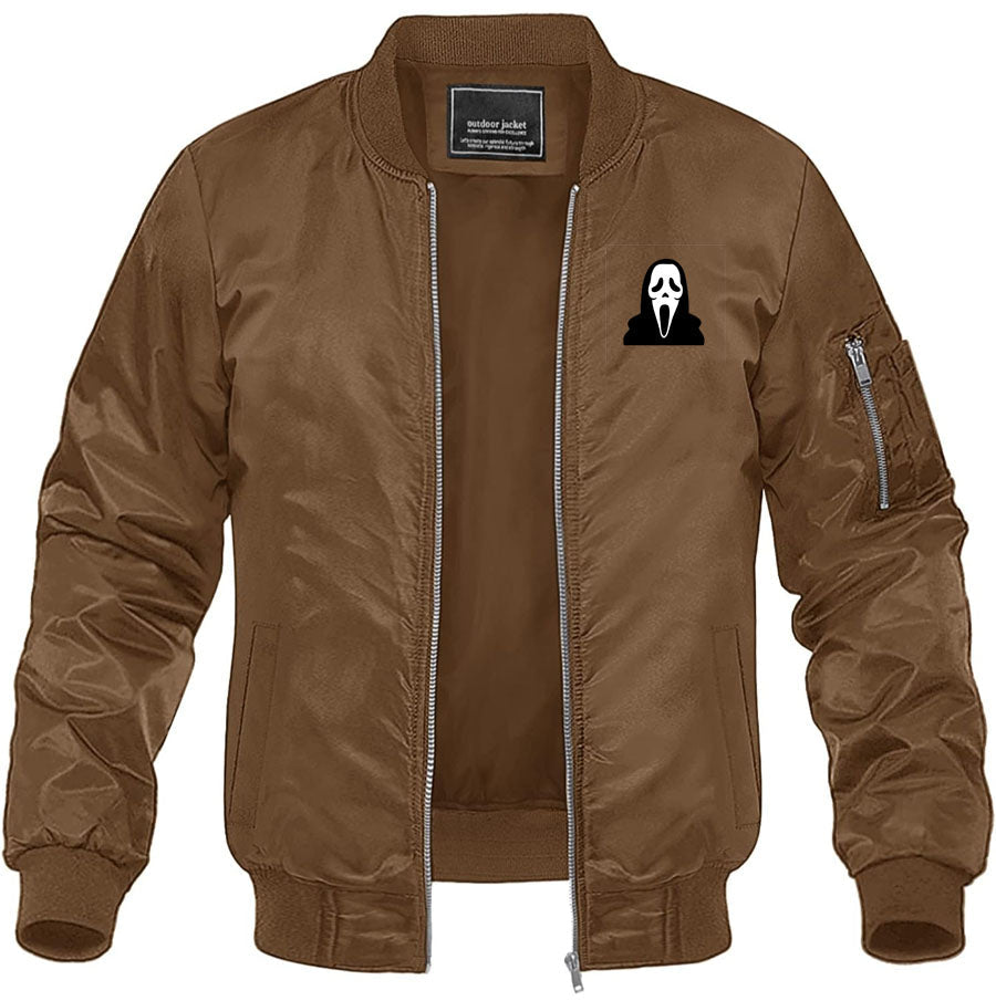 Men's Scream Ghostface Lightweight Bomber Jacket Windbreaker Softshell Varsity Jacket Coat