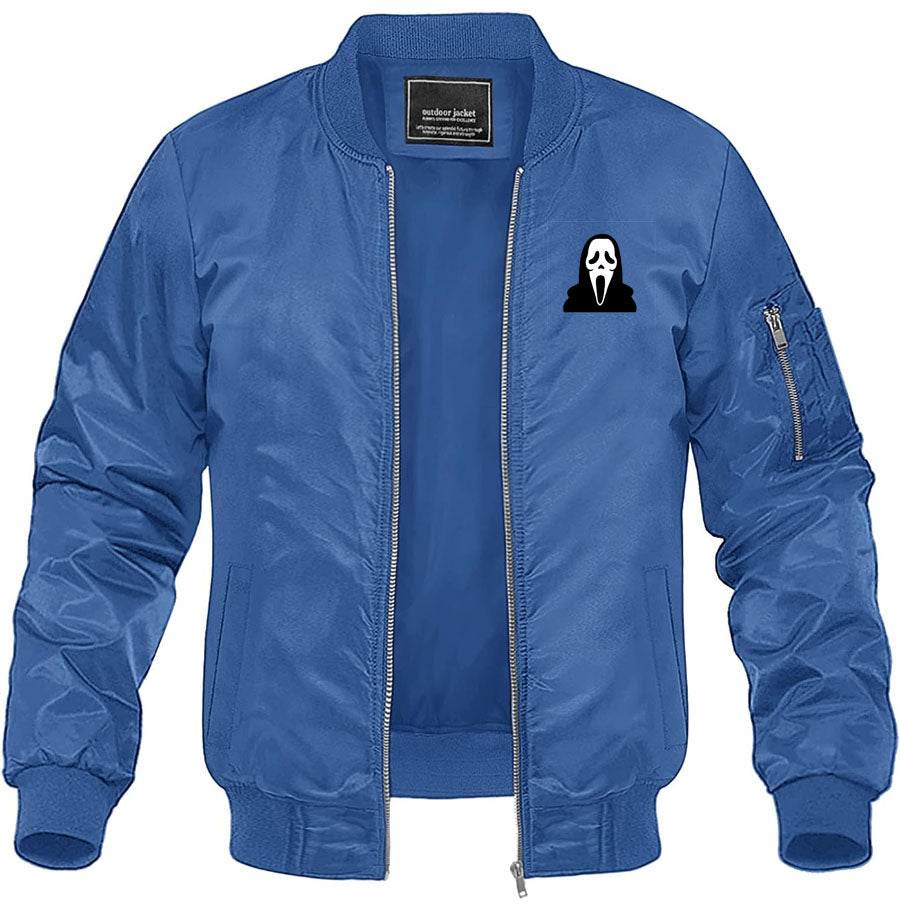 Men's Scream Ghostface Lightweight Bomber Jacket Windbreaker Softshell Varsity Jacket Coat