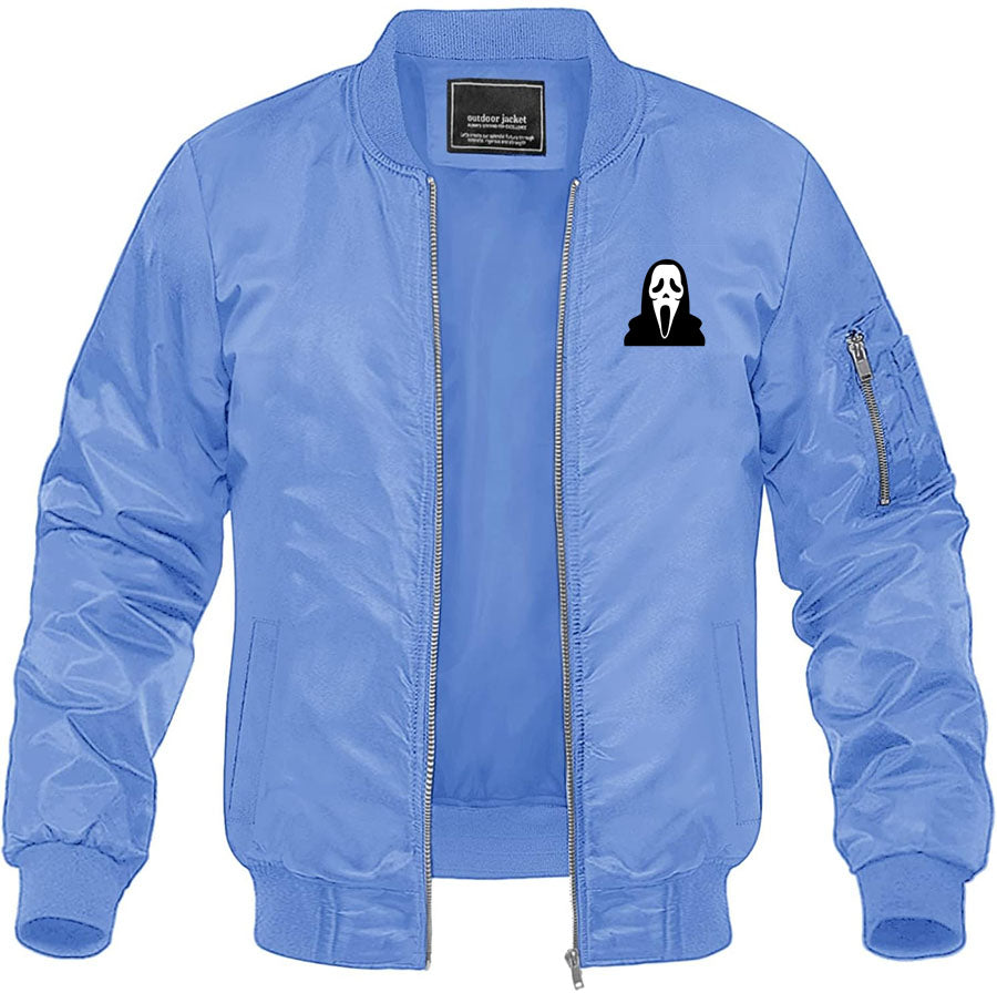 Men's Scream Ghostface Lightweight Bomber Jacket Windbreaker Softshell Varsity Jacket Coat