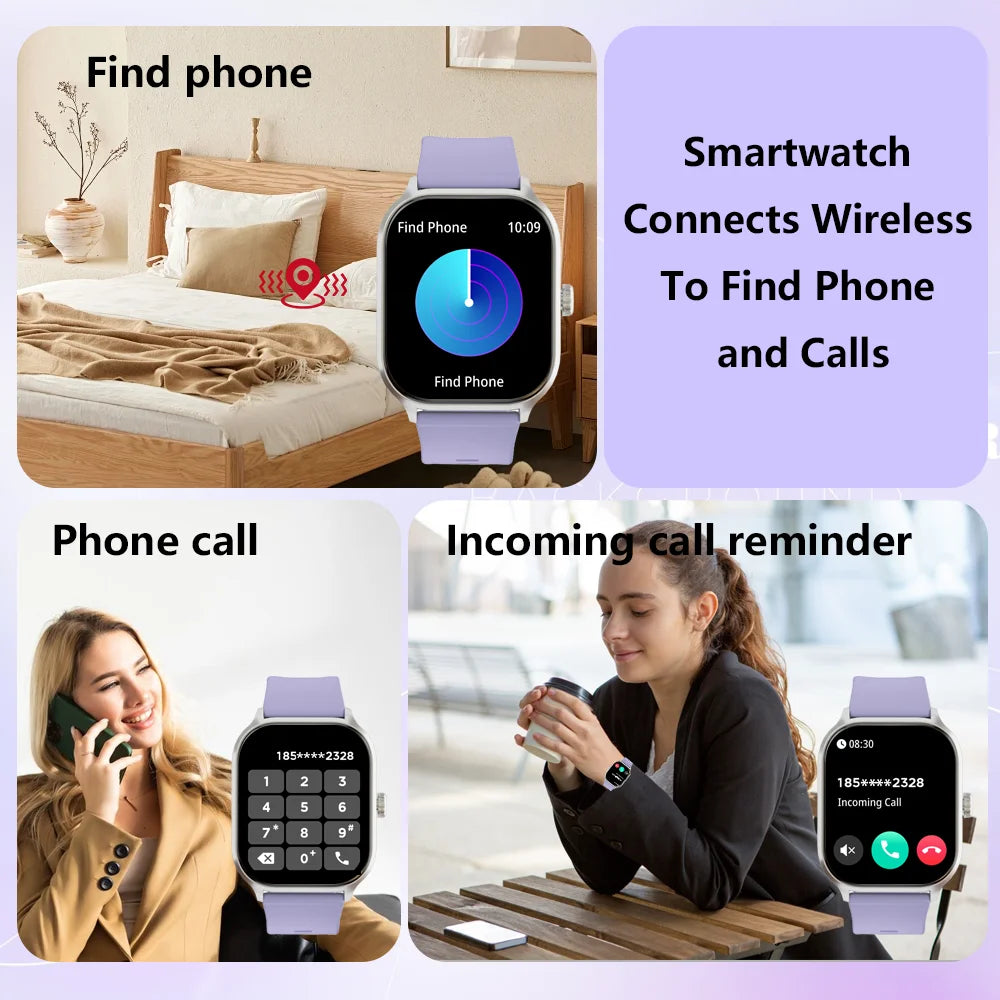 2.01-inch HD Screen Smart Watch with Bluetooth Call, 100+ Sports Modes, and IP68 Waterproof Design for Men and Women - 2024 Edition