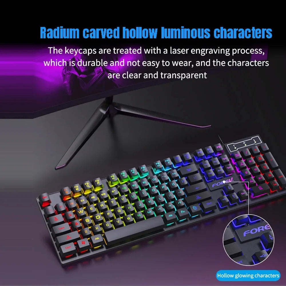 104-Key RGB Backlit Wired Gaming Keyboard with Floating Key Design for PC and Laptops
