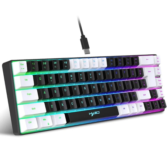 Compact 68-Key RGB Backlit Wired Gaming Keyboard - Ergonomic Design, USB-C Connection, Mini Mechanical Feel