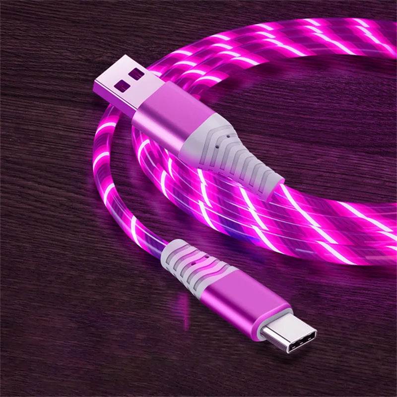 Luminous Flowing LED USB Charging Cable | Type-C, Micro USB & Lightning