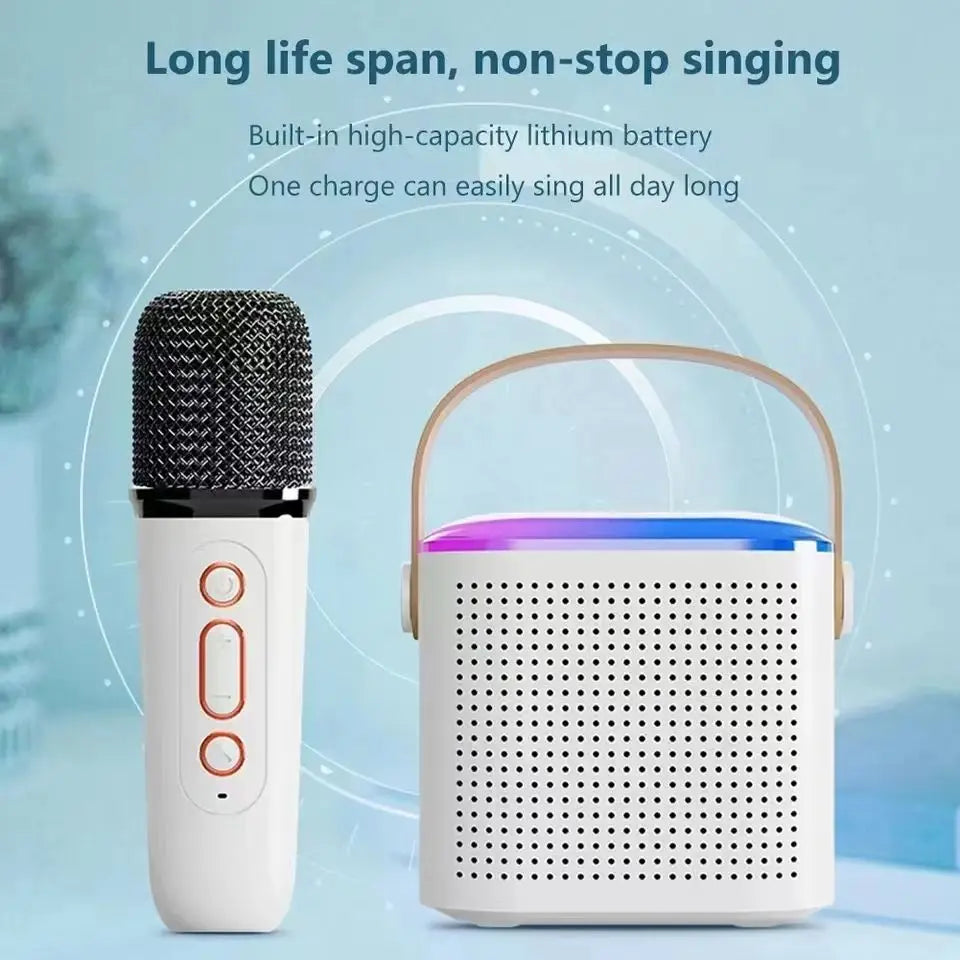 Wireless Karaoke System – Dual Microphones, Bluetooth 5.3, DSP Sound, RGB LED Lights, Hi-Fi Stereo PA Speaker