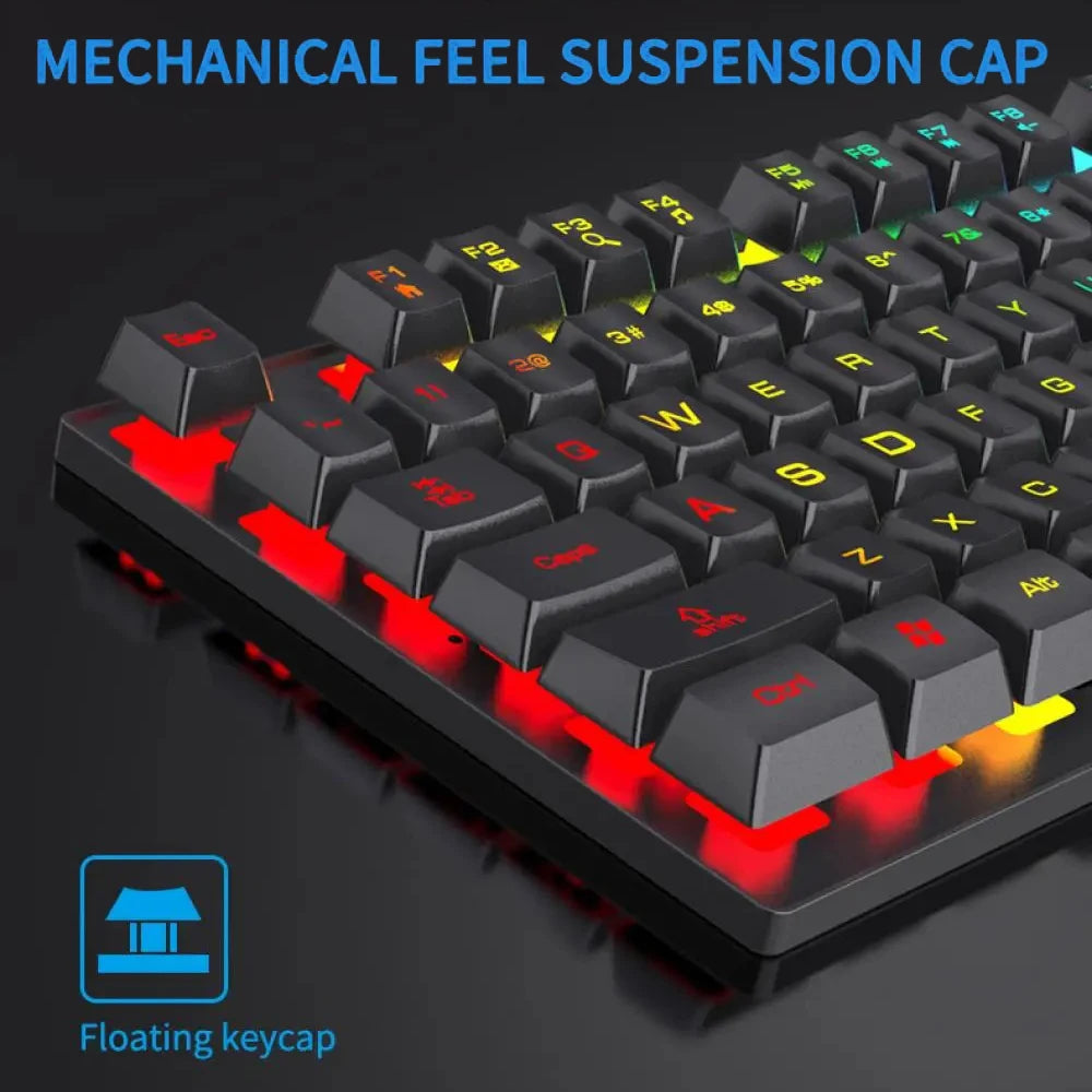 104-Key RGB Backlit Wired Gaming Keyboard with Floating Key Design for PC and Laptops
